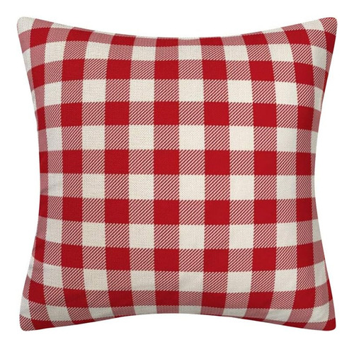 Cubierta De Almohada De Almohada De Chequeo De Búfalo Rojo Y