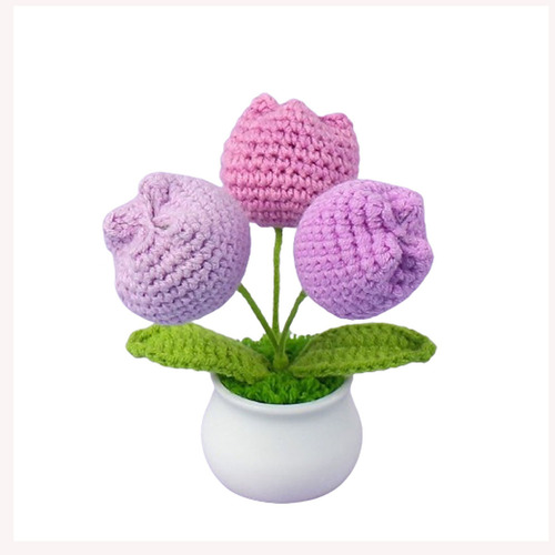 . Ramo De Tulipanes De Ganchillo Hecho A Mano Regalo 1pc