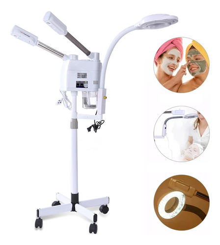 Vaporizador Frio Caliente De Pedestal Con Lupa 3en1 Color Blanco