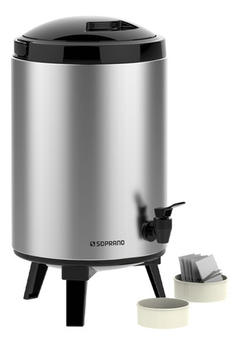 Botijao Palace 9,5l Inox/preto Soprano