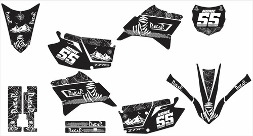 Kit Adesivo Moto Cross Trilha Ttr 230 Dakar Preto Lm154