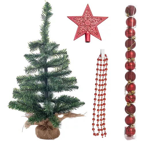 Árvore De Natal 60 Cm Pequena Decorada Luxo Vermelho Mesa | MercadoLivre