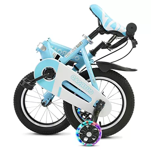 Outroad - Bicicleta plegable para niños de 3 a 8 años, bicicleta plegable  de 14/16/18 pulgadas con ruedas de entrenamiento flash y frenos de mano