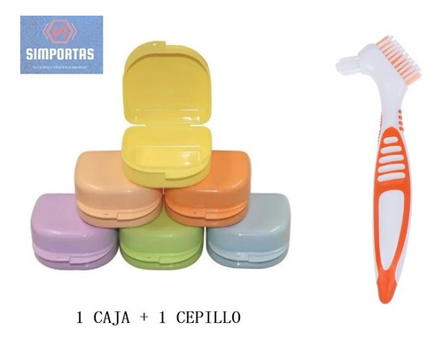 Imagen 1 de 7 de Cepillo Protesis Dental + Caja Para Guardar Protesis Stgo.