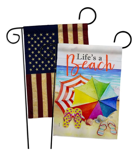 Breeze Decor Lifes A Beach Garden Flag Pack Coastal Tropical