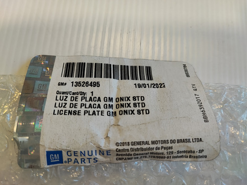 Luz Faro Patente Chevrolet Onix Prisma Original