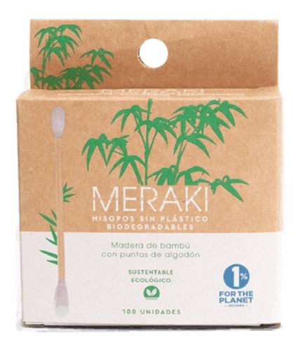 Hisopos Sin Plastico Biodegradables Bambu 100u Meraki