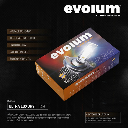 Focos Led Evolum Luxury 14000 Lumenes Chip Csp Luz Blanca 9007 Blanco Blanco Frío