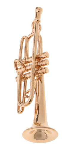 Odoria 1/12 Miniatura Trompeta Dorado con Caso y Stand Instrumento Musical para Muñecas 