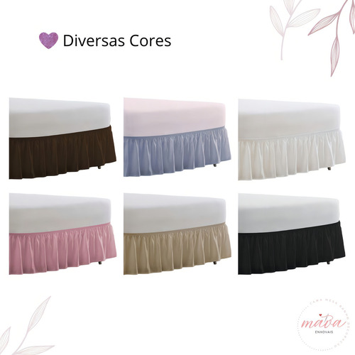 Saia Box Para Cama Casal Padrão Franzida - Cor Branco