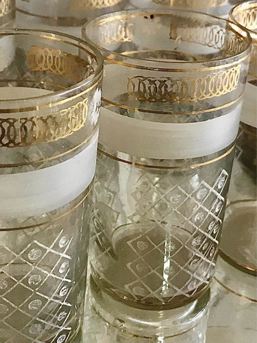 Antiguos 6 Vasos Detalles En Oro