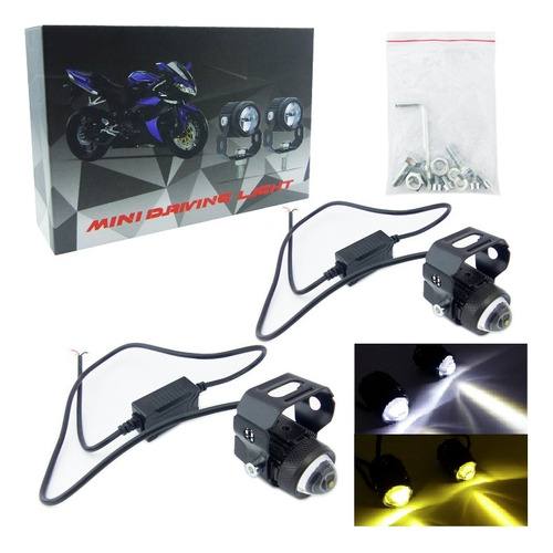 Par De Neblineros Led Moto 12-24vlt Dúo Color Ámbar-blanco 