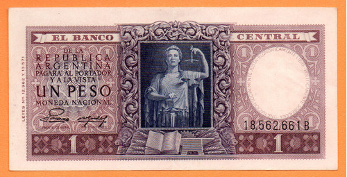 Billete 1 Peso Moneda Nacional, Bottero 1911, Año 1953 Mb 