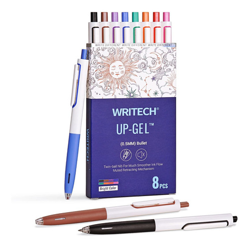 Boligrafo Retractil Tinta Gel: Punta Fina Multicolor