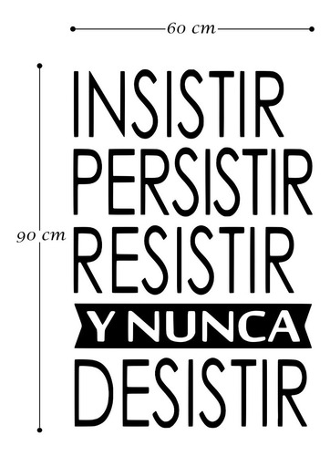 Imagen 3 de 5 de Vinil Decorativo Para Pared Frases Letras Insistir, Resistir