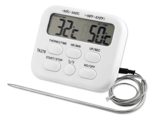 Termometro Display Digital Con Sonda Timer Para Horno Cocina