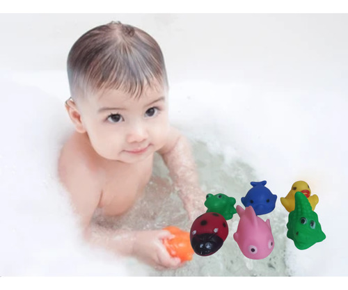 Brinquedos Para Banho Piscina Bebe Bichinhos 6 Peças Com Som