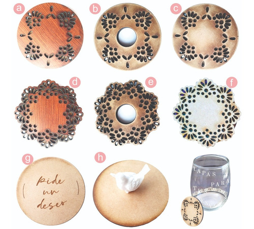 Tapas P/velas Vasos,fibrofácil,madera X12 Recipiente Difusor