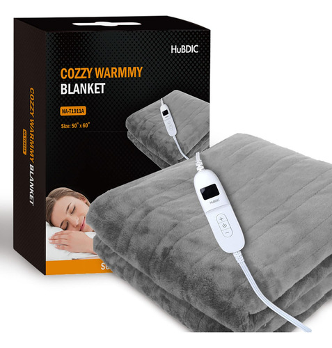 Hubdic Cobija De Calefacción Eléctrica, 50 X 60 Pulgadas, Calefacción Rápida, Cobija Eléctrica Suave Y Acogedora, Apagado Automático Con 6 Ajustes De Calor Y 4 Ajustes De Tiempo, Lavable A Máquina