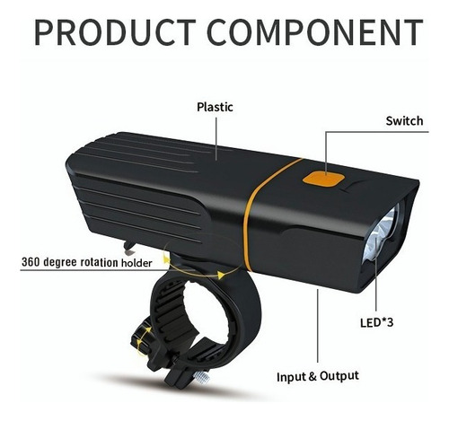 Lámpara Usb Recargable 1000 Lúmenes Impermeable Bicicleta