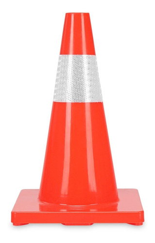 Cono Vial 45cm Naranja Pvc Banda Refractaria Base Cuadrada