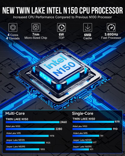 Mini Pc Intel N150 (n100 Actualizado), 16 Gb De Ram Ddr4 Y 5