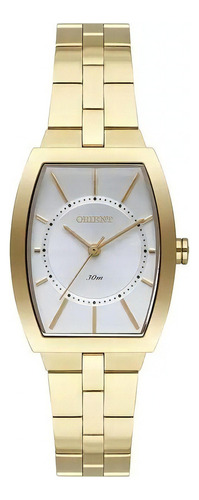 Relógio Orient Feminino Lgss0059 S1kx Dourado Quadrado Cor do fundo Prateado
