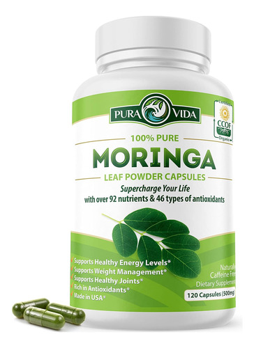 Moringa Organica En Polvo Antinflamatorio 500 Mg 120 Cap