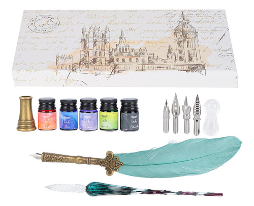 Set De Pluma Estilográfica Dip Glass Ink Feather Q