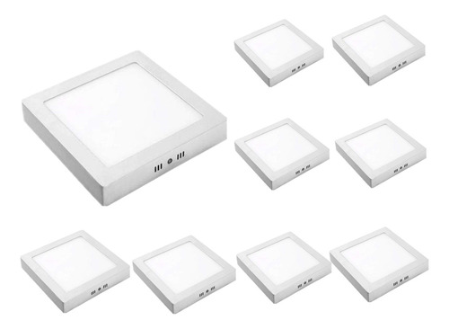 Pack10 Foco Led Panel Cuadrado Sobrepuesto 18w Luzfria/f027