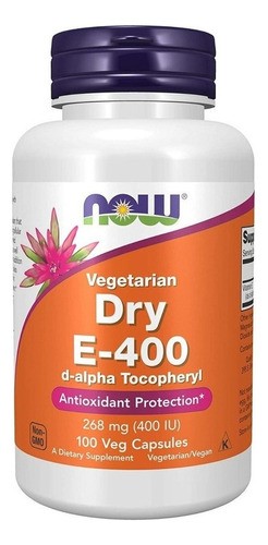 Dry Vitamina E-400 D-alpha Tocoferyl 100caps, Now,
