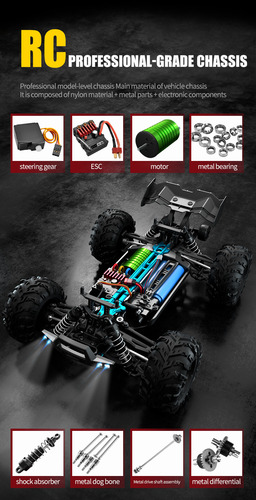 Camioneta 4x4 70km/h Rc Sweep Suchiyu Motor Brushless Azul Acero Camioneta 4x4 70 Km/h