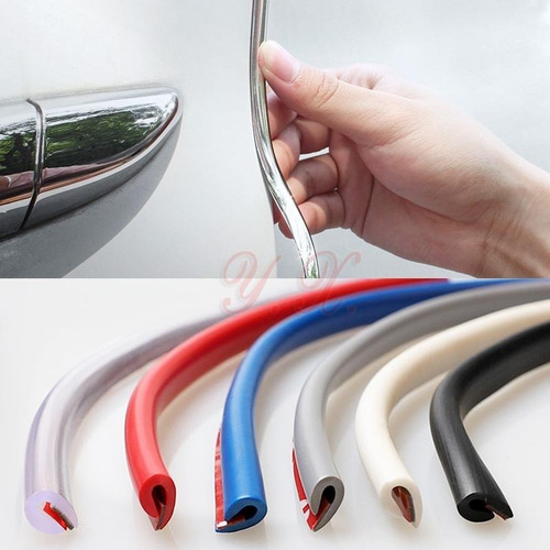 Imagen 3 de 8 de Guarda Protectora Puertas Auto Goma Flexible Negro .x1m T408