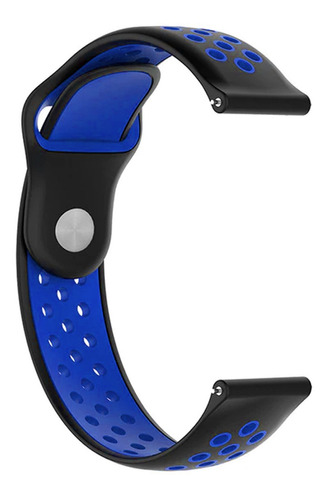 Pulseira Furadinha Para Esporte Smartwatch Encaixe Reto 22mm Cor Azul e Preto Largura 22 mm