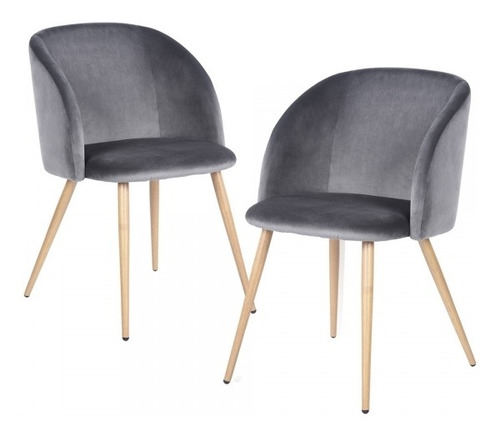 Imagen 1 de 8 de Set De 2 Sillones Silla De Comedor Velvet Terciopelo Ynez Gr