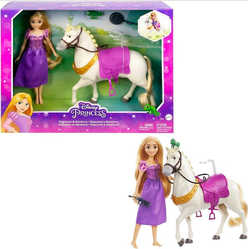 Set De Muñeca Disney Princesa Rapunzel Y Maximus 30cm    