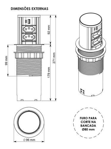 Kit Mini Totem Automático 2 Tom 20a 3usb 5.2a