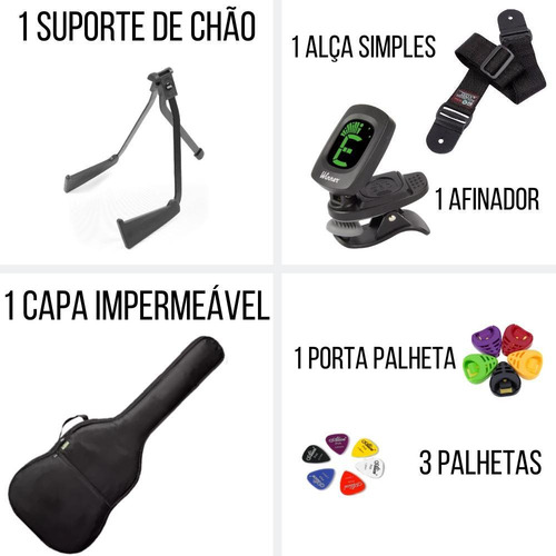 Imagem 2 de 4 de Violão Acústico Michael Clássico Nylon Vm15ny Bk + Kit2ci