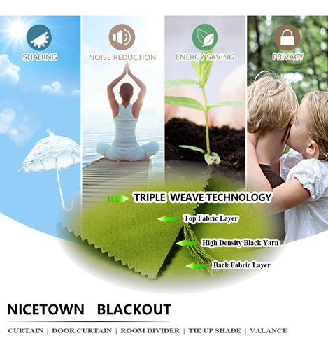 Panel Cortina Blackout 1 Unidad 107 X 160 Cm Verde Claro