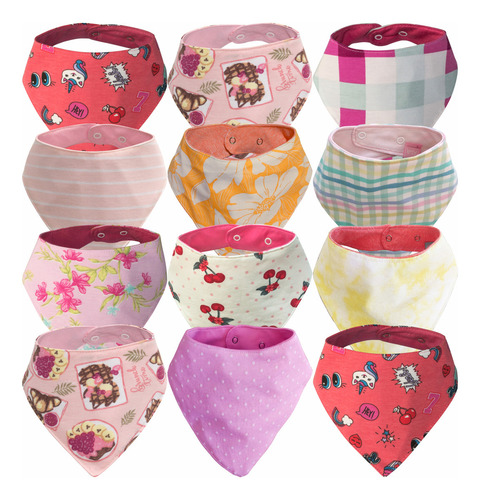 Babero Bandana Algodón E Impermeable X 12 Unidades X Mayor Color nena Talle L (mayor a 1 año)