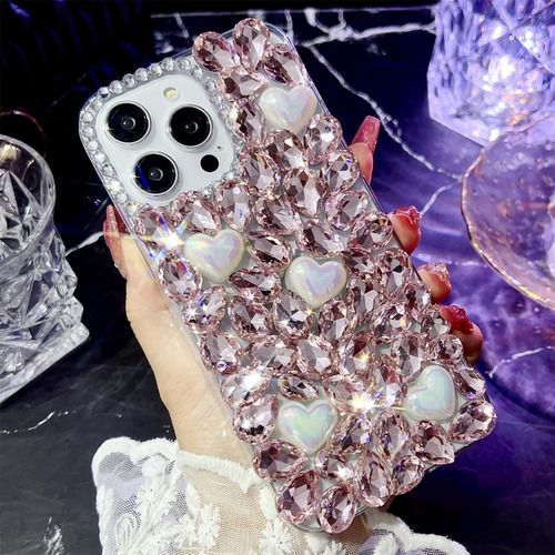////funda De Teléfono Para Redmi Note 14, 13, 12, 11, 10, Diamantes De Imitación Rosa Brillante, Colorida, Luz Que Fluye