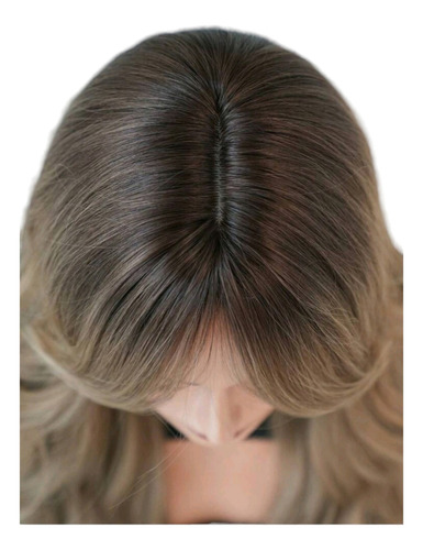 Peluca Cobrizo Oscuro Cabello Ondulado Largo Color café Tamaño de la base unitalla