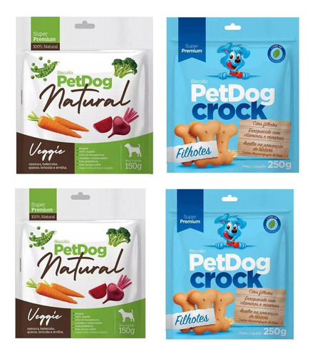 Kit 4 Biscoitos Naturais Super Premium Para Cachorros