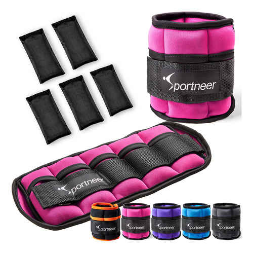 Tobilleras Deportivas Con Peso Ajustable Correa Velcro Rosa Rosa