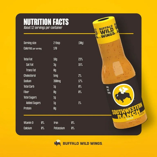Buffalo Wild Wings, Southwestern Ranch Sauce, 12 Fl Oz (355