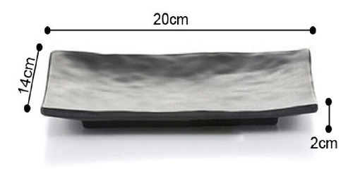Imagem 3 de 5 de Prato Melamina Retangular Sushi Comida Japonesa Shimeji 20cm
