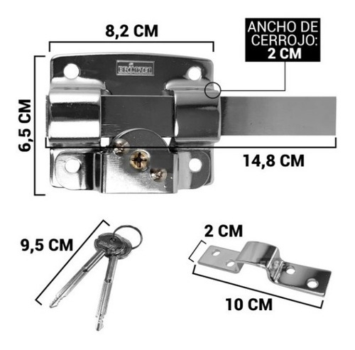 Imagen 3 de 10 de Pasador Cerrojo De Seguridad Llave Cruz Bronzen Excelente