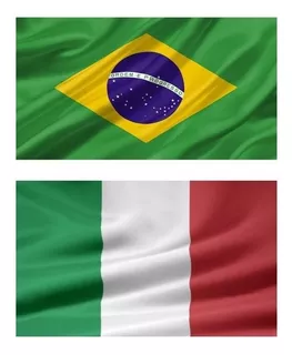 Bandeiras Italia + Brasil 90 Cm X 150 Cm Envio Hj