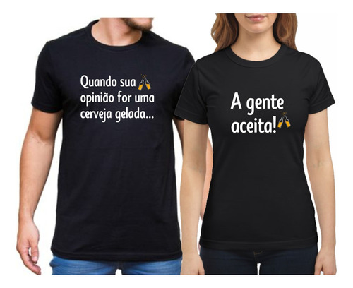 Kit Casal 2 Camisetas Camisa Opinião Malte Cerveja Engraçada