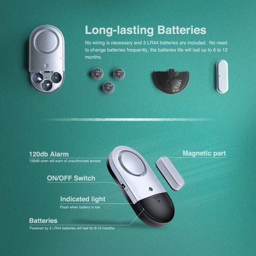 Sensor De Alarma De 120 Db Para Puertas Y Ventanas